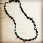 Single-strand necklace made with natural turquoise stones in mixed earthy tones.