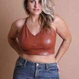 Faux Leather Longline Bralette Plus Size