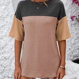 Color Block Round Neck Half Sleeve T-Shirt