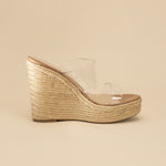 Clear Double Strap Wedges with woven bottom