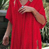 Cutout V-Neck Cover-Up with Tassel