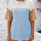Color Block Round Neck Half Sleeve T-Shirt
