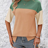 Color Block Round Neck Half Sleeve T-Shirt