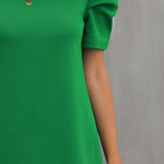 Round Neck Puff Sleeve Mini Dress
