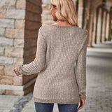 Half-Zip V-Neck Long Sleeve Top