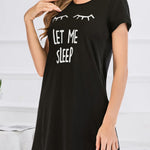 Graphic Round Neck Short Sleeve Lounge Dress