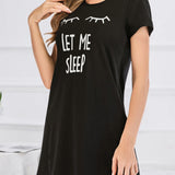 Graphic Round Neck Short Sleeve Lounge Dress