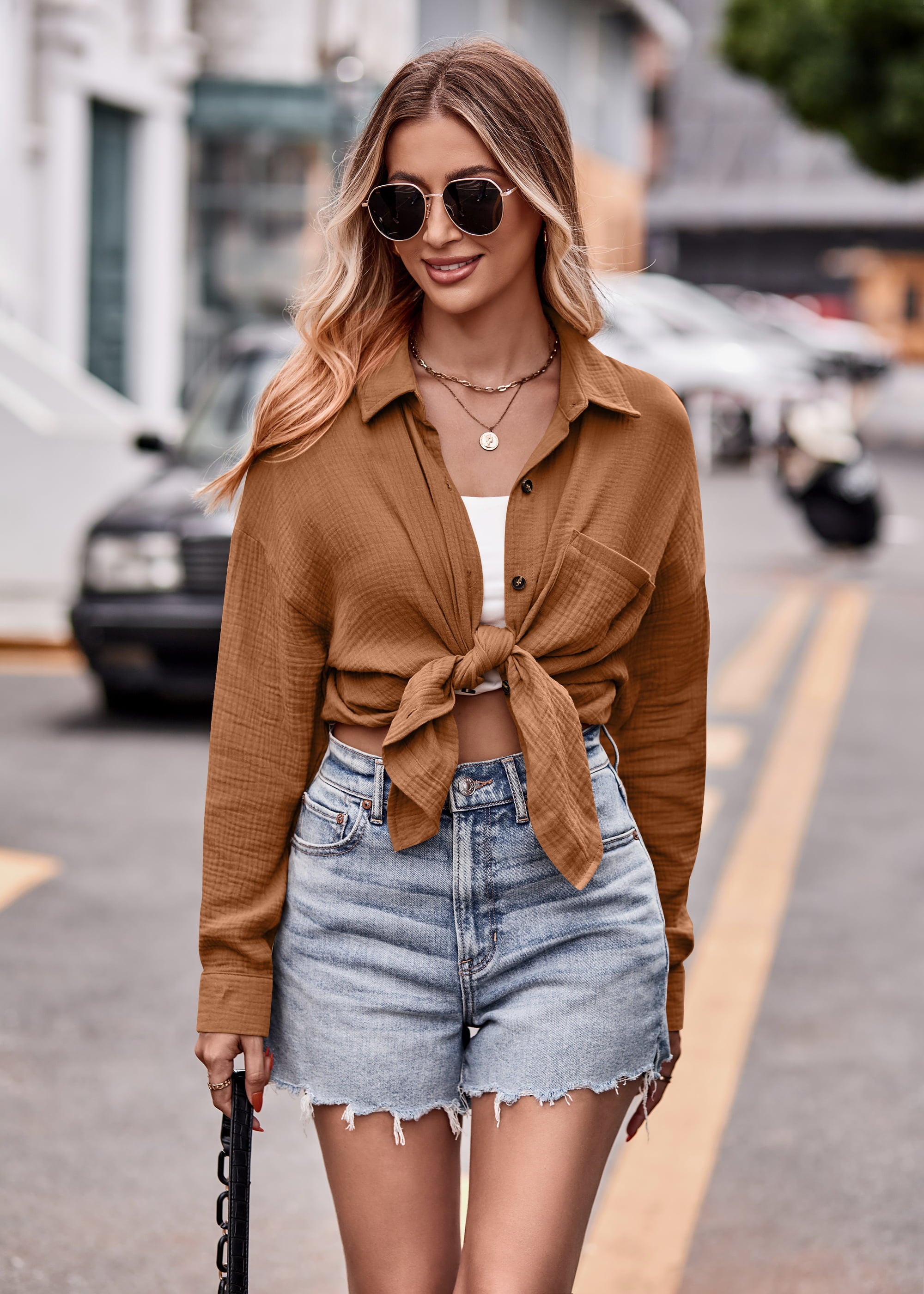 Textured Dropped Shoulder Shaket