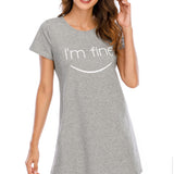 Graphic Round Neck Short Sleeve Lounge Dress