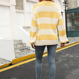 Striped Balloon Sleeve Knit Pullover