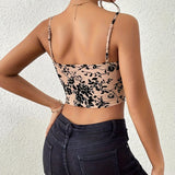 Floral Pattern Scoop Neck Crop Top