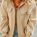 Zip-Up Drawstring Hooded Jacket
