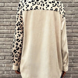Full Size Leopard Collared Shirt