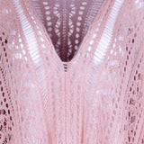 Cutout V-Neck Cover-Up with Tassel