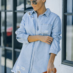 Distressed Snap Down Denim Jacket