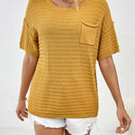 Yellow Short Sleeve Knit Top