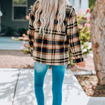 Plaid Button Front Shirt Jacket with Breast Pockets