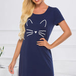 Graphic Round Neck Short Sleeve Lounge Dress