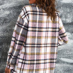 Plaid Button Front Shirt Jacket with Breast Pockets