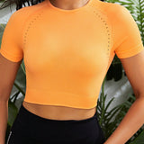 Cropped Round Neck Active Top