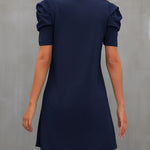 Round Neck Puff Sleeve Mini Dress