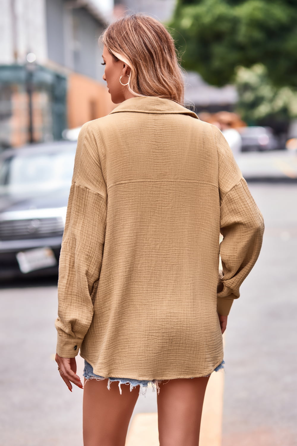 Textured Dropped Shoulder Shaket