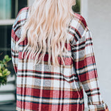 Plaid Button Front Shirt Jacket with Breast Pockets