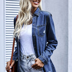Distressed Snap Down Denim Jacket