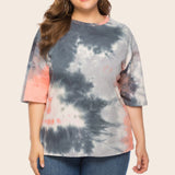 Curvy Line- Tie-Dye Half Sleeve Tee Shirt