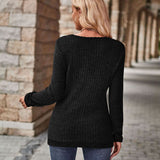 Half-Zip V-Neck Long Sleeve Top
