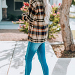 Plaid Button Front Shirt Jacket with Breast Pockets