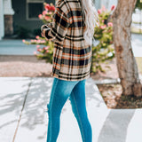 Plaid Button Front Shirt Jacket with Breast Pockets