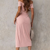 Off-Shoulder Short Sleeve Dress