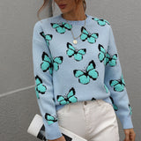Butterfly Dropped Shoulder Crewneck Sweater