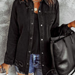 Distressed Snap Down Denim Jacket