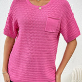 Pink Short Sleeve Knit Top