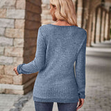 Half-Zip V-Neck Long Sleeve Top