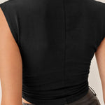 Mock Neck Ruched Cropped Tank