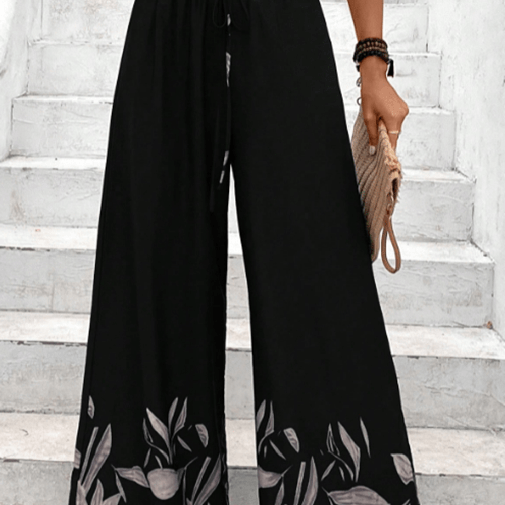 Drawstring High Waist Relax Fit Long Pants