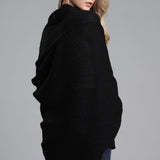 Dolman Sleeve Open Front Ribbed Trim Longline Cardigan