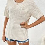 White Short Sleeve Knit Top