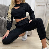 Cut Out Crop Top and Joggers Set