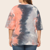 Curvy Line- Tie-Dye Half Sleeve Tee Shirt