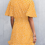 Smocked Waist Layered Surplice Dress