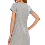Graphic Round Neck Short Sleeve Lounge Dress