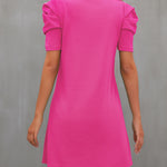 Round Neck Puff Sleeve Mini Dress