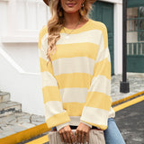 Striped Balloon Sleeve Knit Pullover