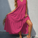 Tiered V-Neck Sleeve Dress