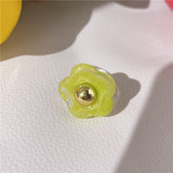 HUANZHI 2021 New Alloy Drop Oil Eye Patch Resin Acrylic Gradient Colorful Geometric Square Rings for Women Girls Jewelry Gifts