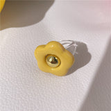 HUANZHI 2021 New Alloy Drop Oil Eye Patch Resin Acrylic Gradient Colorful Geometric Square Rings for Women Girls Jewelry Gifts